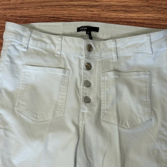 Maje White Slight Flare Leg Double Patch Pockets Button Fly Mid-rise Jean 42(XL) - Picture 8 of 10